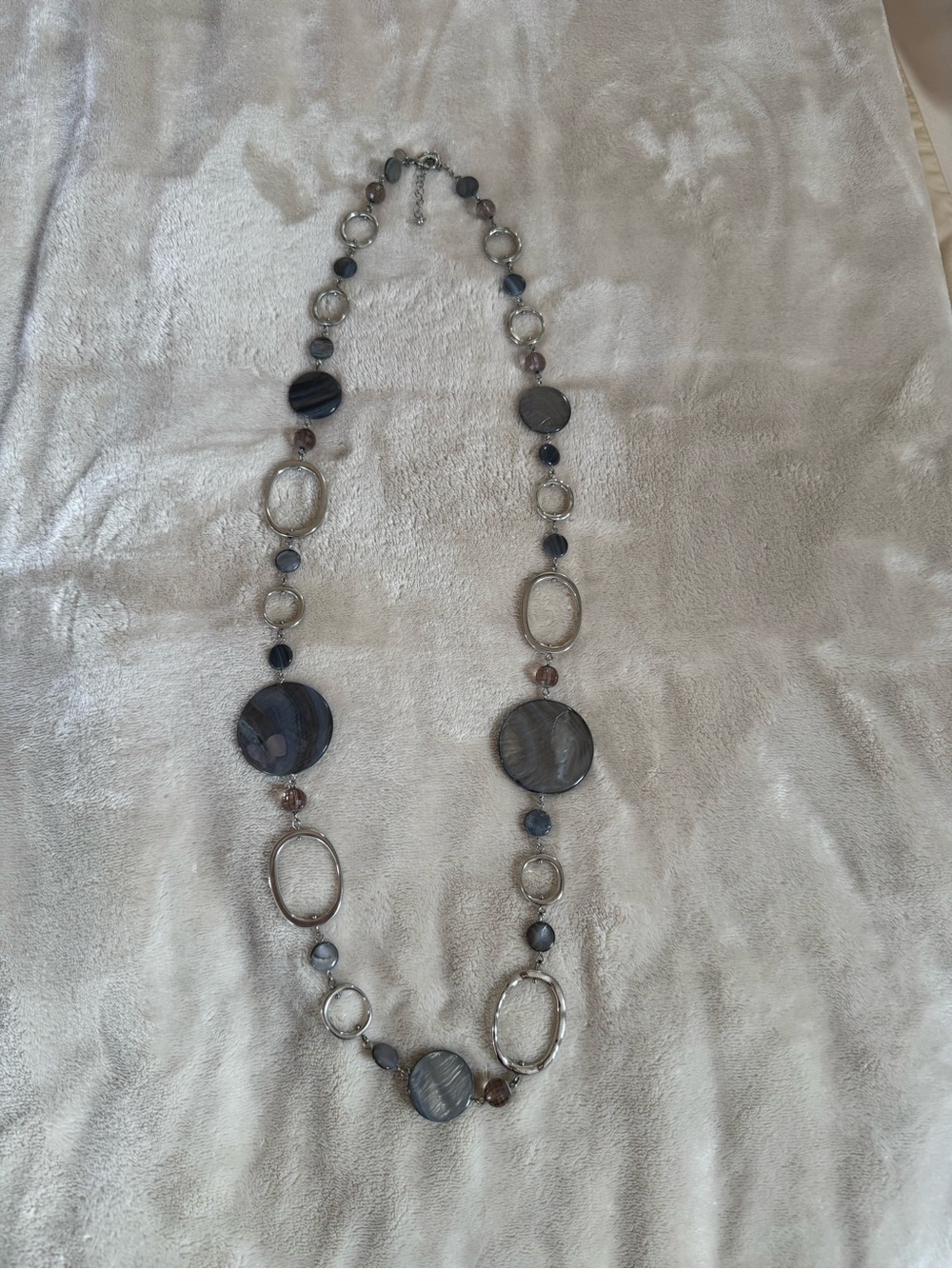 Lia Sophia Gray Beaded Long Statement Necklace
